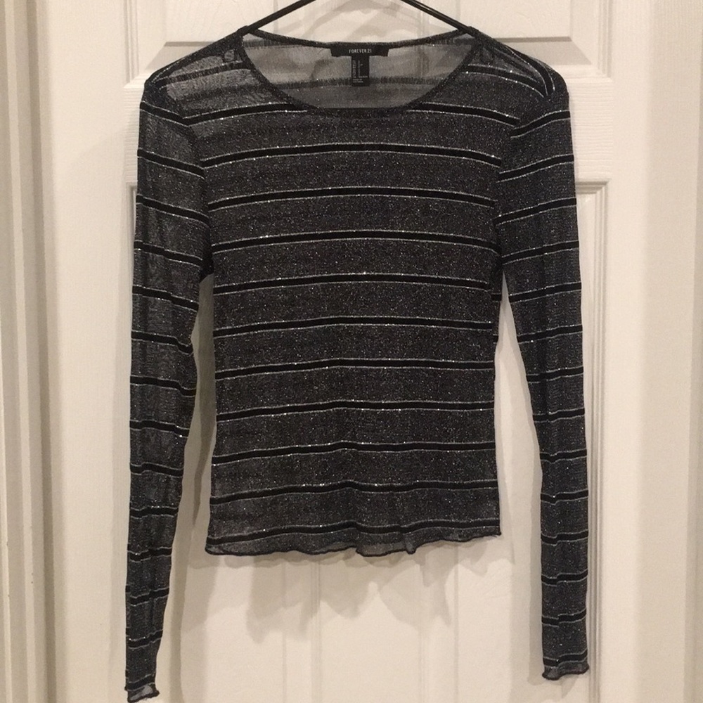 Sheer sparkly black long sleeve